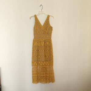 Altar'd State Mustard Lace Midi Dress